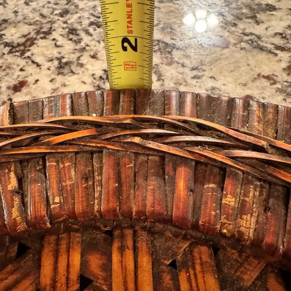 Vintage Handwoven Rattan Reed Round Tray 13